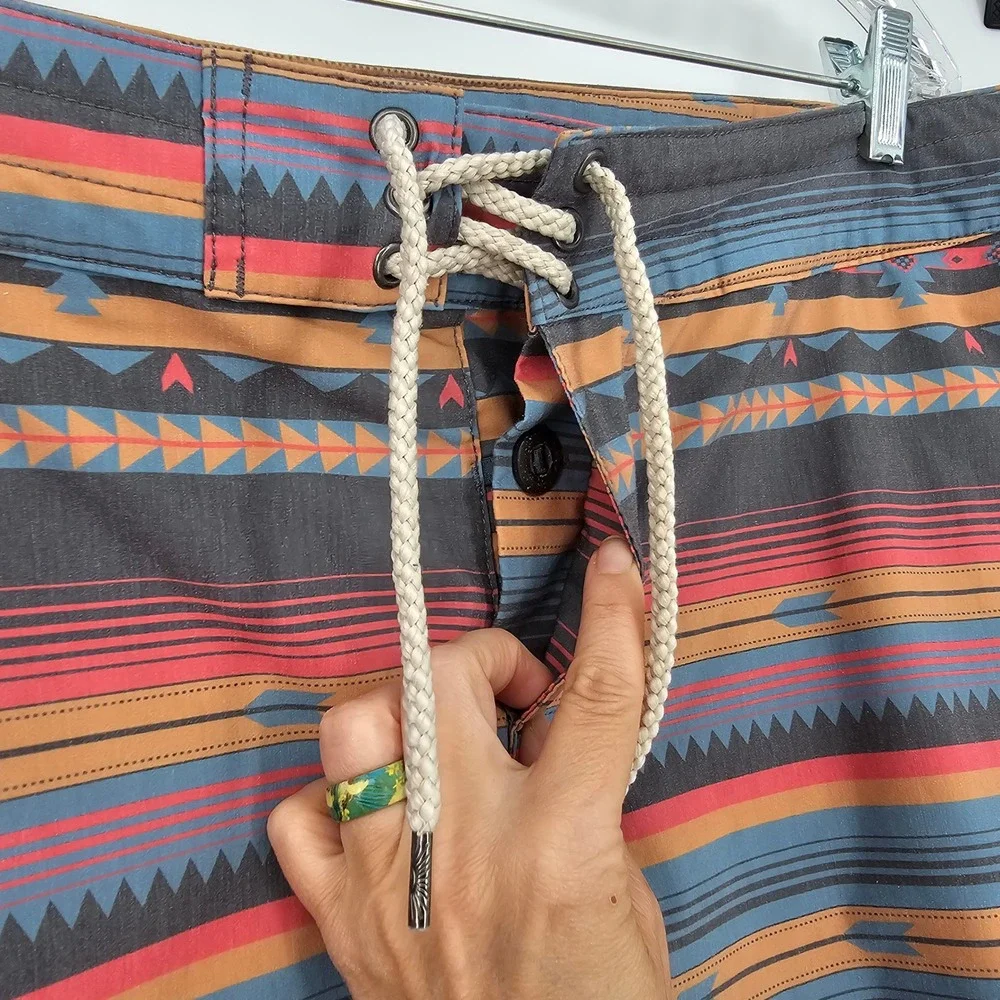 Faherty Board Shorts 36‎ Gray Orange Southwestern Aztec Surf Beachwear Poolside
